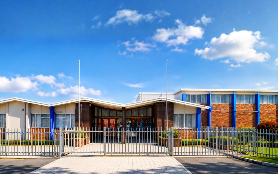 Monte Vista Primary School campus with mountain views
